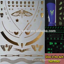 OEM marcas de moda por atacado brilham na etiqueta tatuagens temporária escuro para adultos GLIS001